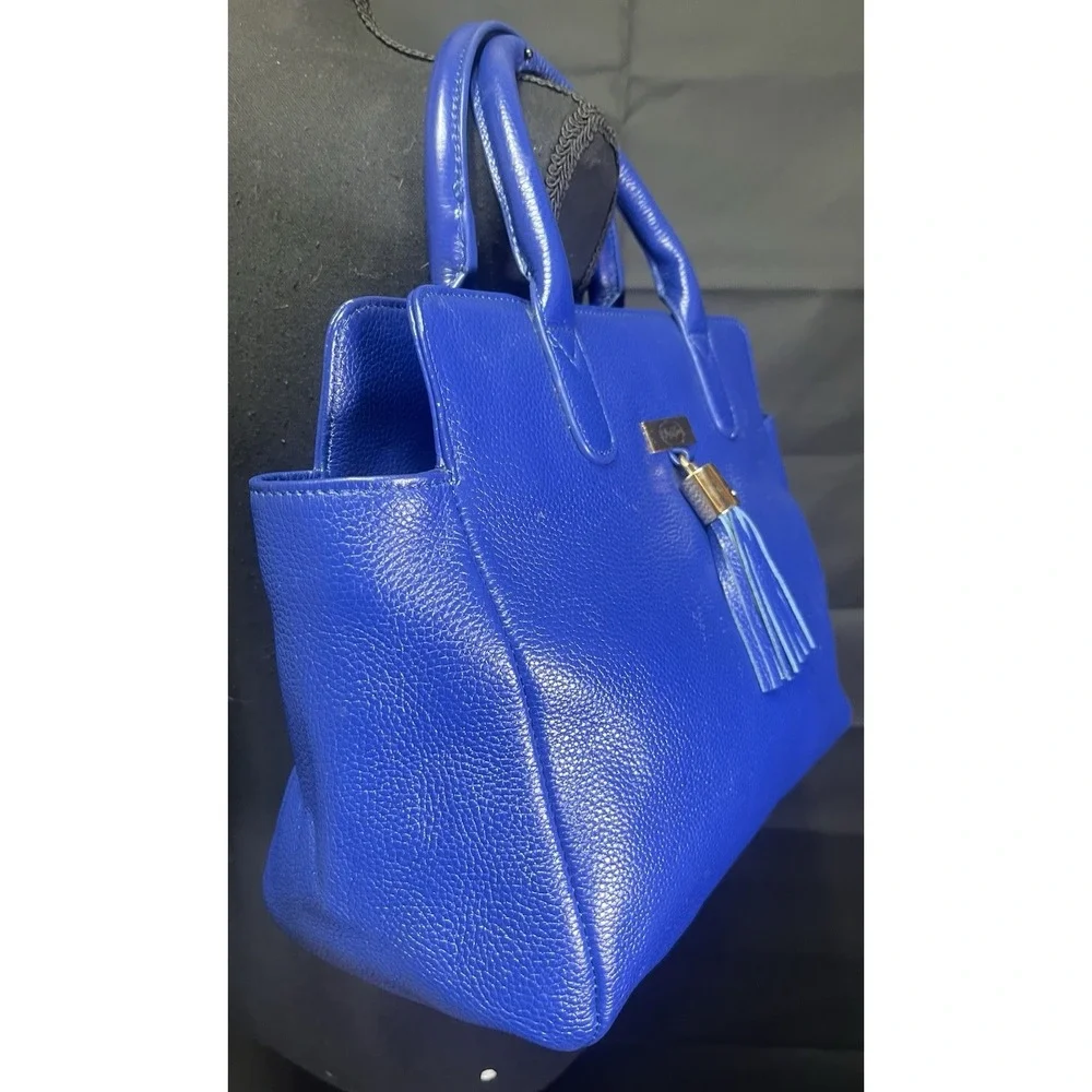 Onna Ehrlich  Blue Pebbled Leather Jennifer Satchel‎ Crossbody
